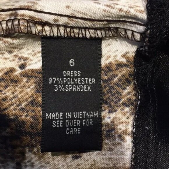 AB Studio Sleeveless Abstract Dress Brown & Black Polyester/Spandex Size 10 - Picture 5 of 6